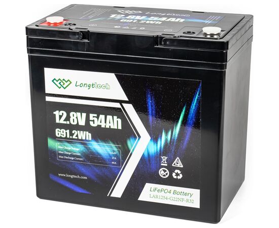 Батарея LiFePo4 Longttech 12.8V - 54Ah (LAR1254-G22NF-R32), изображение 2 Батарея LiFePo4 Longttech 12.8V - 54Ah (LAR1254-G22NF-R32), изображение 2