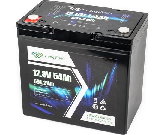 Батарея LiFePo4 Longttech 12.8V - 54Ah (LAR1254-G22NF-R32), изображение 3 Батарея LiFePo4 Longttech 12.8V - 54Ah (LAR1254-G22NF-R32), изображение 3