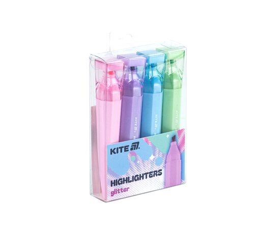 Набор маркеров Kite Highlighter Creative Glitter, набор из 4-х цветов (K24-1146-4), изображение 3 Набор маркеров Kite Highlighter Creative Glitter, набор из 4-х цветов (K24-1146-4), изображение 3