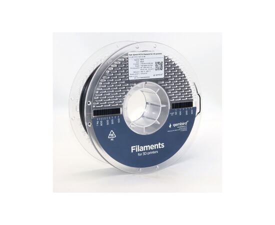Пластик для 3D-принтера Gembird PETG High Speed, 1.75 мм, 1 кг, black (3DP-PETG1.75HY-01-BK), изображение 2 Пластик для 3D-принтера Gembird PETG High Speed, 1.75 мм, 1 кг, black (3DP-PETG1.75HY-01-BK), изображение 2