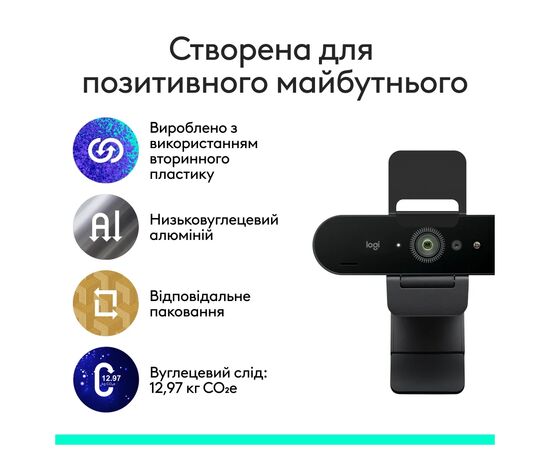 Веб-камера Logitech Brio 4K Ultra HD for Business Graphite (960-001746), изображение 6 Веб-камера Logitech Brio 4K Ultra HD for Business Graphite (960-001746), изображение 6