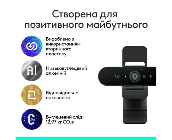 Веб-камера Logitech Brio 4K Ultra HD Graphite (960-001718), изображение 8 Веб-камера Logitech Brio 4K Ultra HD Graphite (960-001718), изображение 8
