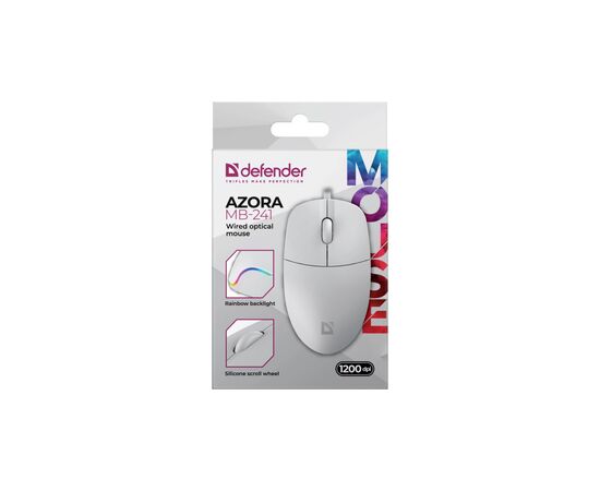 Мышка Defender Azora MB-241 LED USB White (52242), изображение 4 Мышка Defender Azora MB-241 LED USB White (52242), изображение 4