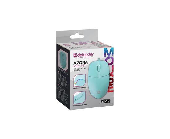 Мышка Defender Azora MB-241 LED USB Blue (52243), изображение 5 Мышка Defender Azora MB-241 LED USB Blue (52243), изображение 5