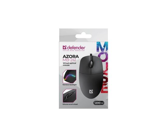 Мышка Defender Azora MB-241 LED USB Black (52241), изображение 4 Мышка Defender Azora MB-241 LED USB Black (52241), изображение 4