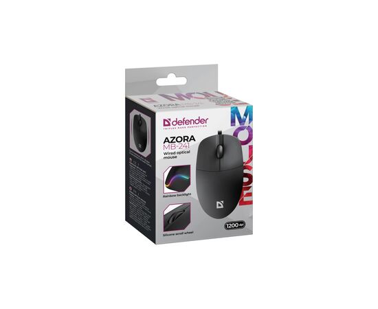 Мышка Defender Azora MB-241 LED USB Black (52241), изображение 5 Мышка Defender Azora MB-241 LED USB Black (52241), изображение 5