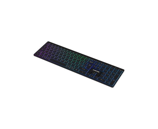 Клавиатура Canyon HKB-W11 Slim Dual Mode Wireless/Bluetooth RGB UA Black (CNS-HBTK11B), изображение 2 Клавиатура Canyon HKB-W11 Slim Dual Mode Wireless/Bluetooth RGB UA Black (CNS-HBTK11B), изображение 2