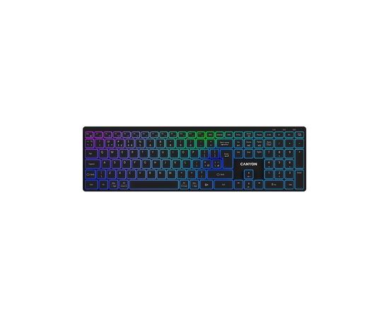 Клавиатура Canyon HKB-W11 Slim Dual Mode Wireless/Bluetooth RGB UA Black (CNS-HBTK11B)