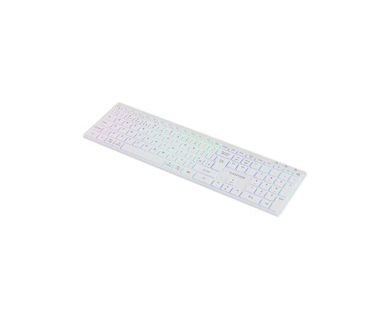 Клавиатура Canyon HKB-W11 Slim Dual Mode Wireless/Bluetooth RGB UA White (CNS-HBTK11W), изображение 2 Клавиатура Canyon HKB-W11 Slim Dual Mode Wireless/Bluetooth RGB UA White (CNS-HBTK11W), изображение 2