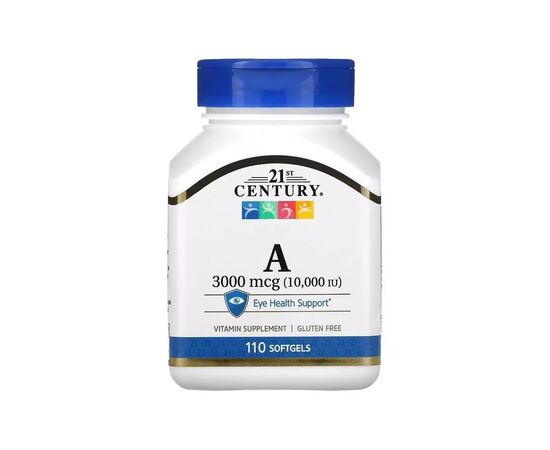 Вітамін 21st Century Вітамін A, 3000 мкг, Vitamin A, 110 гелевих капсул (CEN-21464)