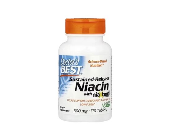 Витаминно-минеральный комплекс Doctor's Best Ниацин, Витамин В3, 500 мг, Sustained-Release Niacin with niaXtend, 120 табле (DRB-00242)