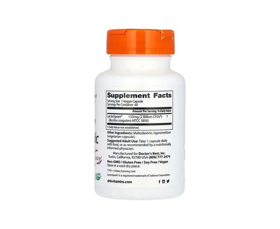 Вітамінно-мінеральний комплекс Doctor's Best Пробіотик для системи травлення, 133 мг, Probiotic 2 Billi (DRB-00464), зображення 2