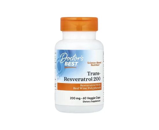 Витаминно-минеральный комплекс Doctor's Best Ресвератрол, 200 мг, Trans-Resveratrol 200, 60 вегетарианских капсу (DRB-00211)