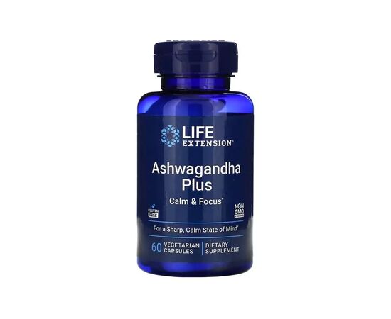 Витаминно-минеральный комплекс Life Extension Ашваганда Плюс, Ashwagandha Plus, 60 вегетарианских капсул (LEX-25196)