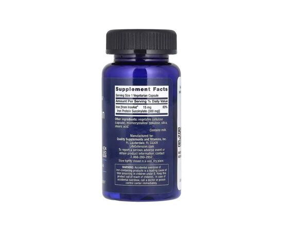 Витаминно-минеральный комплекс Life Extension Железо, Iron Protein Plus, IronAid, 100 вегетарианских капсул (LEX-16771), изображение 2 Витаминно-минеральный комплекс Life Extension Железо, Iron Protein Plus, IronAid, 100 вегетарианских капсул (LEX-16771), изображение 2