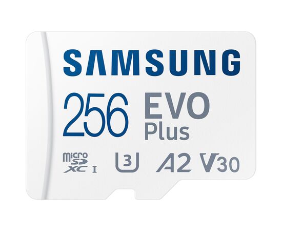 Карта памяти Samsung 256GB microSD class 10 UHS-I U3 V30 A2 EVO Plus (MB-MC256SA/EU), изображение 2 Карта памяти Samsung 256GB microSD class 10 UHS-I U3 V30 A2 EVO Plus (MB-MC256SA/EU), изображение 2