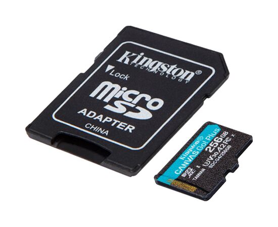 Карта памяти Kingston 256GB microSDXC сlass 10 UHS-I U3 V30 A2 Canvas Go Plus G4 (SDCG4/256GB), изображение 2 Карта памяти Kingston 256GB microSDXC сlass 10 UHS-I U3 V30 A2 Canvas Go Plus G4 (SDCG4/256GB), изображение 2