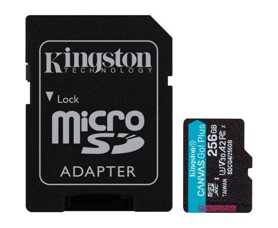 Карта памяти Kingston 256GB microSDXC сlass 10 UHS-I U3 V30 A2 Canvas Go Plus G4 (SDCG4/256GB)