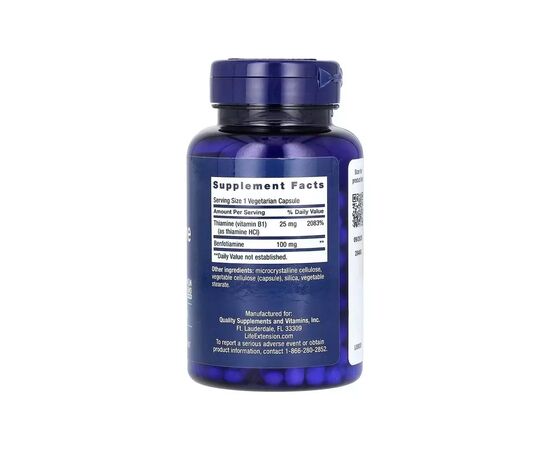 Витаминно-минеральный комплекс Life Extension Бенфотиамин с тиамином, 100 мг, Benfotiamine with Thiamine, 120 вегета (LEX-92012), изображение 2 Витаминно-минеральный комплекс Life Extension Бенфотиамин с тиамином, 100 мг, Benfotiamine with Thiamine, 120 вегета (LEX-92012), изображение 2