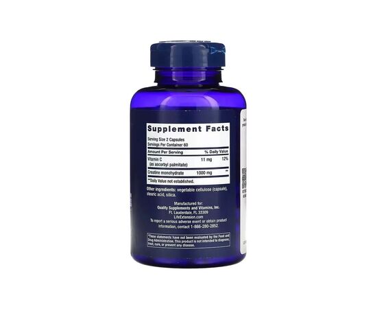 Витаминно-минеральный комплекс Life Extension Креатин, 1000 мг, Creatine Capsules, 120 капсул (LEX-15291), изображение 2 Витаминно-минеральный комплекс Life Extension Креатин, 1000 мг, Creatine Capsules, 120 капсул (LEX-15291), изображение 2