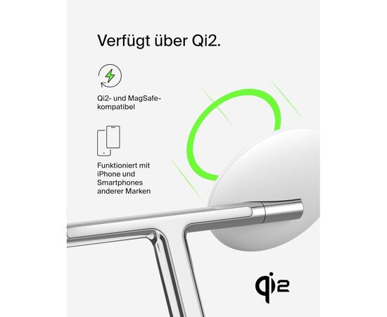 Зарядное устройство Belkin 3in1 Magnetic Adjustable Pad Qi2 15W White (WIZ023VFWH), изображение 8 Зарядное устройство Belkin 3in1 Magnetic Adjustable Pad Qi2 15W White (WIZ023VFWH), изображение 8