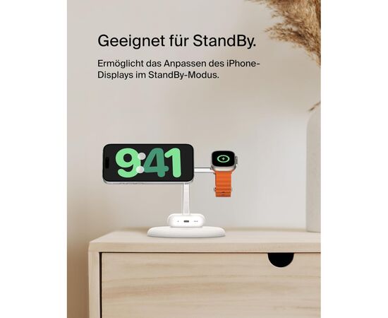 Зарядное устройство Belkin 3in1 Magnetic Adjustable Pad Qi2 15W White (WIZ023VFWH), изображение 9 Зарядное устройство Belkin 3in1 Magnetic Adjustable Pad Qi2 15W White (WIZ023VFWH), изображение 9