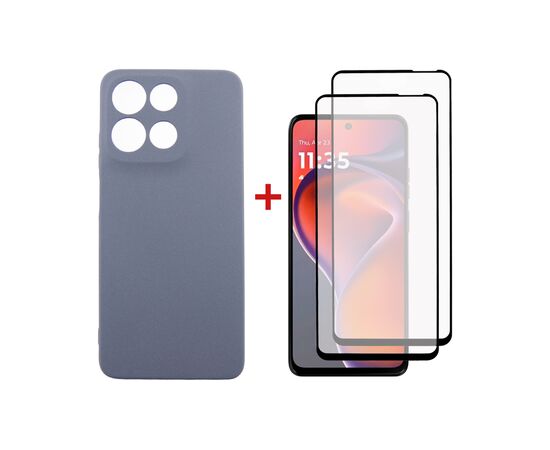 Чохол до мобільного телефона Dengos Motorola G15/G15 Power Carbon + glass 2pcs (Grey) (DG-CTG2P-17)