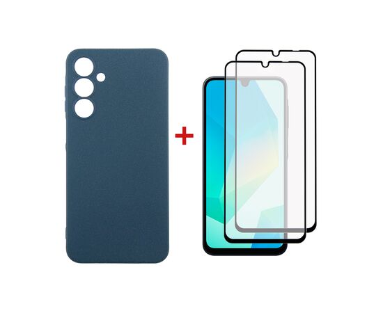 Чохол до мобільного телефона Dengos Samsung Galaxy A16 Carbon + glass 2pcs (Blue) (DG-CTG2P-07)