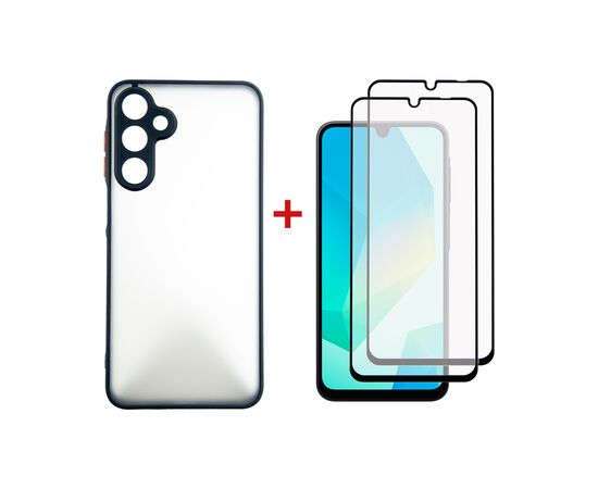 Чехол для мобильного телефона Dengos Samsung Galaxy A16 Matte + glass 2pcs (Black) (DG-CTG2P-04)