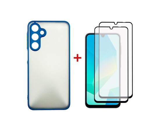 Чохол до мобільного телефона Dengos Samsung Galaxy A16 Matte + glass 2pcs (Blue) (DG-CTG2P-03)