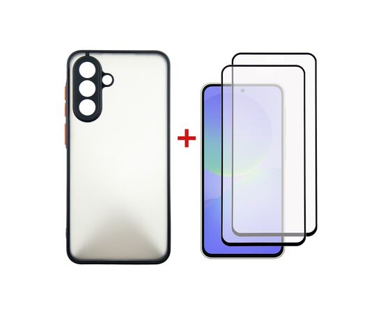 Чехол для мобильного телефона Dengos Samsung Galaxy A36 Matte + glass 2pcs (Black) (DG-CTG2P-15)