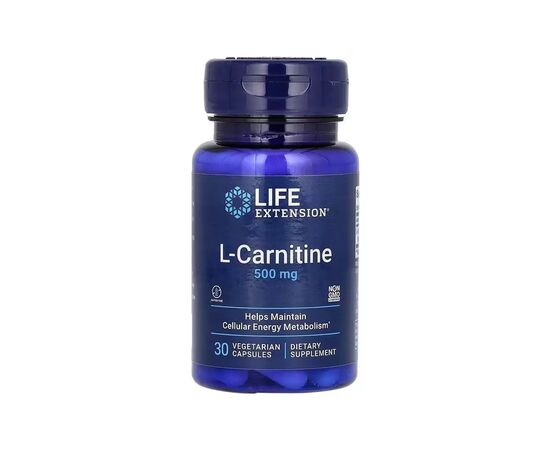 Вітамінно-мінеральний комплекс Life Extension L-Карнітин, 500 мг, L-Carnitine, 30 вегетаріанських капсул (LEX-15323)