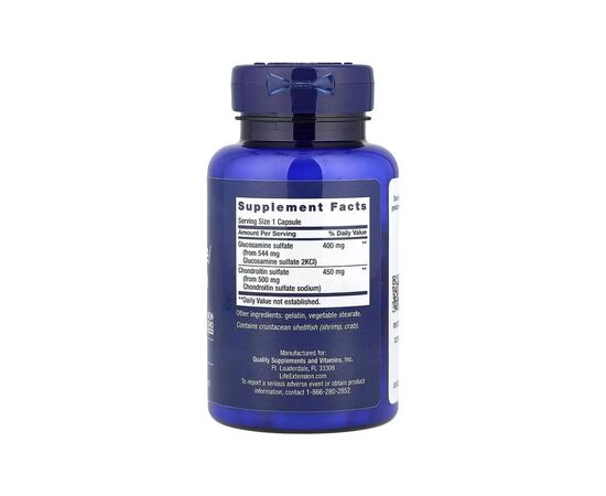 Витаминно-минеральный комплекс Life Extension Глюкозамин и хондроитин, Glucosamine & Chondroitin, 100 капсул (LEX-52210), изображение 2 Витаминно-минеральный комплекс Life Extension Глюкозамин и хондроитин, Glucosamine & Chondroitin, 100 капсул (LEX-52210), изображение 2
