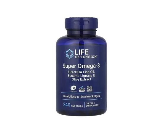 Вітамінно-мінеральний комплекс Life Extension Супер Омега-3, Super Omega-3, 240 гелевих капсул (LEX-19862)