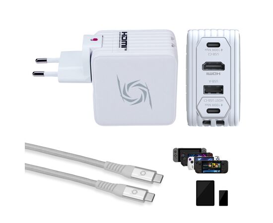 Зарядний пристрій AVerMedia GC313 CORE GO 100W 2хUSB-С 1хUSB-A 1xHDMI white (40AAGC313AWP)