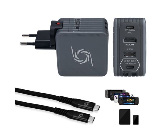 Зарядное устройство AVerMedia GC313 CORE GO 100W 2хUSB-С 1хUSB-A 1xHDMI black (40AAGC313AWN)