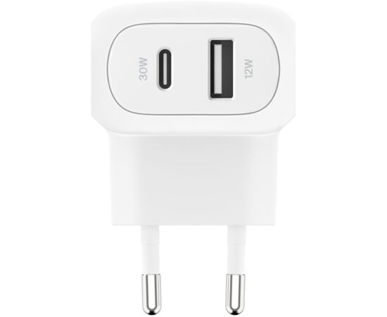 Зарядное устройство Belkin 42W USB-C PD PPS 30W USB-A 12W white (WCB009VFWH), изображение 3 Зарядное устройство Belkin 42W USB-C PD PPS 30W USB-A 12W white (WCB009VFWH), изображение 3
