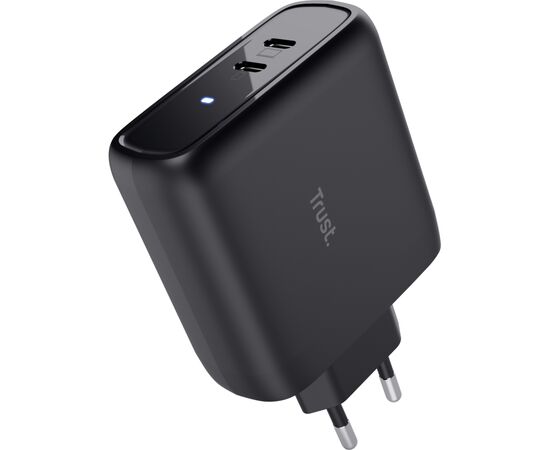 Зарядное устройство Trust Maxo 65W 2xUSB-C PD black (25380_TRUST), изображение 2 Зарядное устройство Trust Maxo 65W 2xUSB-C PD black (25380_TRUST), изображение 2