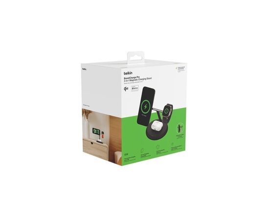 Зарядное устройство Belkin 3in1 Magnetic Adjustable Pad Qi2 15W Black (WIZ023VFBK), изображение 6 Зарядное устройство Belkin 3in1 Magnetic Adjustable Pad Qi2 15W Black (WIZ023VFBK), изображение 6