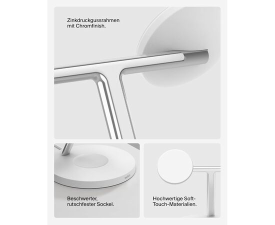 Зарядное устройство Belkin 3in1 Magnetic Pad Qi2 15W White (WIZ032KQWH), изображение 6 Зарядное устройство Belkin 3in1 Magnetic Pad Qi2 15W White (WIZ032KQWH), изображение 6