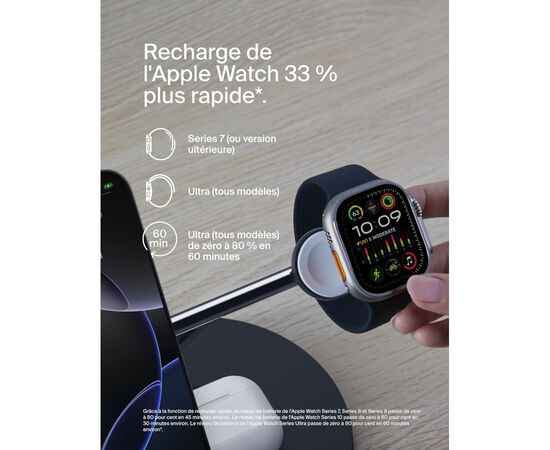 Зарядное устройство Belkin 3in1 Magnetic Pad Qi2 15W Black (WIZ032KQBK), изображение 4 Зарядное устройство Belkin 3in1 Magnetic Pad Qi2 15W Black (WIZ032KQBK), изображение 4