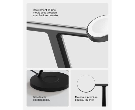 Зарядное устройство Belkin 3in1 Magnetic Pad Qi2 15W Black (WIZ032KQBK), изображение 6 Зарядное устройство Belkin 3in1 Magnetic Pad Qi2 15W Black (WIZ032KQBK), изображение 6