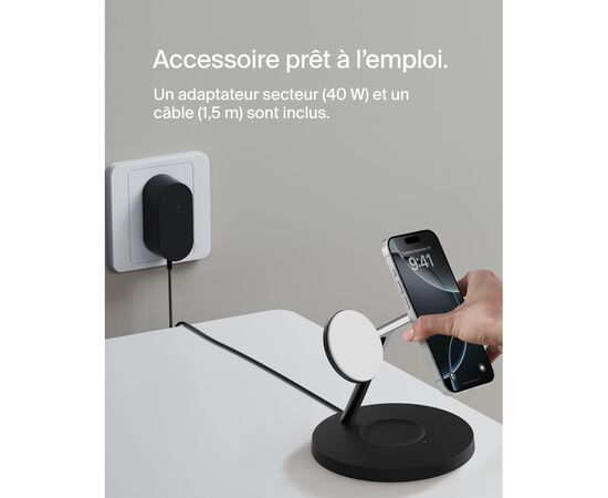 Зарядное устройство Belkin 3in1 Magnetic Pad Qi2 15W Black (WIZ032KQBK), изображение 7 Зарядное устройство Belkin 3in1 Magnetic Pad Qi2 15W Black (WIZ032KQBK), изображение 7