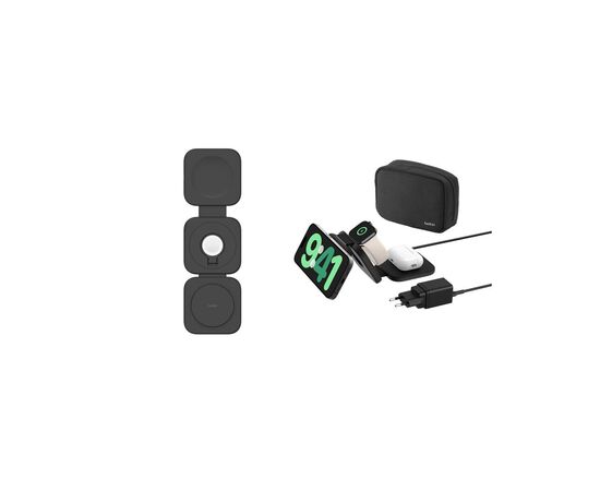 Зарядное устройство Belkin 3in1 Travel Pad Wireless Qi2 15W Black (WIZ024HQBK), изображение 2 Зарядное устройство Belkin 3in1 Travel Pad Wireless Qi2 15W Black (WIZ024HQBK), изображение 2