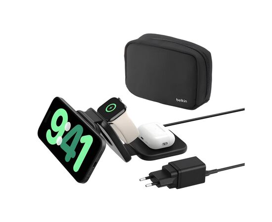 Зарядное устройство Belkin 3in1 Travel Pad Wireless Qi2 15W Black (WIZ024VFBK), изображение 3 Зарядное устройство Belkin 3in1 Travel Pad Wireless Qi2 15W Black (WIZ024VFBK), изображение 3