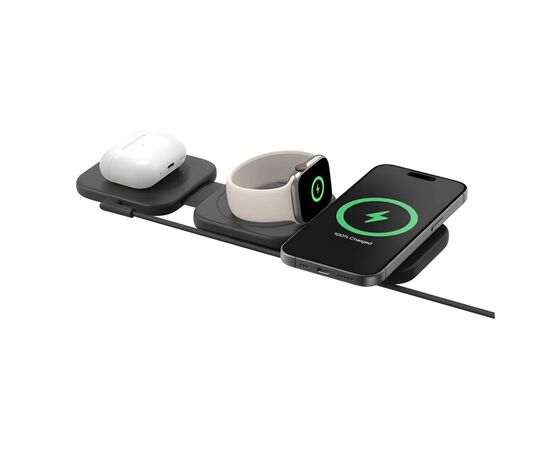 Зарядное устройство Belkin 3in1 Travel Pad Wireless Qi2 15W Black (WIZ024VFBK), изображение 4 Зарядное устройство Belkin 3in1 Travel Pad Wireless Qi2 15W Black (WIZ024VFBK), изображение 4