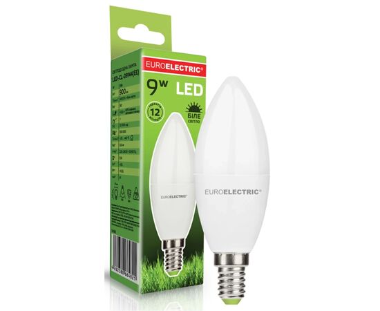 Лампочка EUROELECTRIC LED CL 9W 900Lm E14 4000K (LED-CL-09144(EE)), изображение 2 Лампочка EUROELECTRIC LED CL 9W 900Lm E14 4000K (LED-CL-09144(EE)), изображение 2