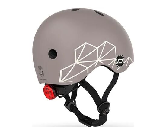 Шлем Scoot&Ride 45-51см, коричневый, с фонариком (SR-181206-BROWNLINES), изображение 2 Шлем Scoot&Ride 45-51см, коричневый, с фонариком (SR-181206-BROWNLINES), изображение 2