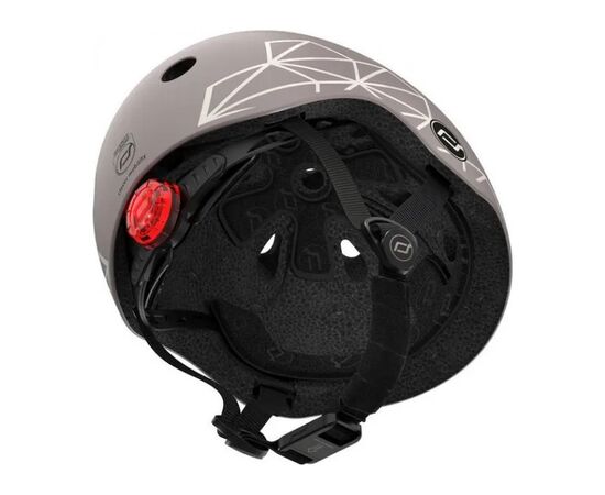 Шлем Scoot&Ride 45-51см, коричневый, с фонариком (SR-181206-BROWNLINES), изображение 6 Шлем Scoot&Ride 45-51см, коричневый, с фонариком (SR-181206-BROWNLINES), изображение 6