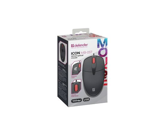 Мышка Defender Icon MB-057 USB Black (52057), изображение 5 Мышка Defender Icon MB-057 USB Black (52057), изображение 5
